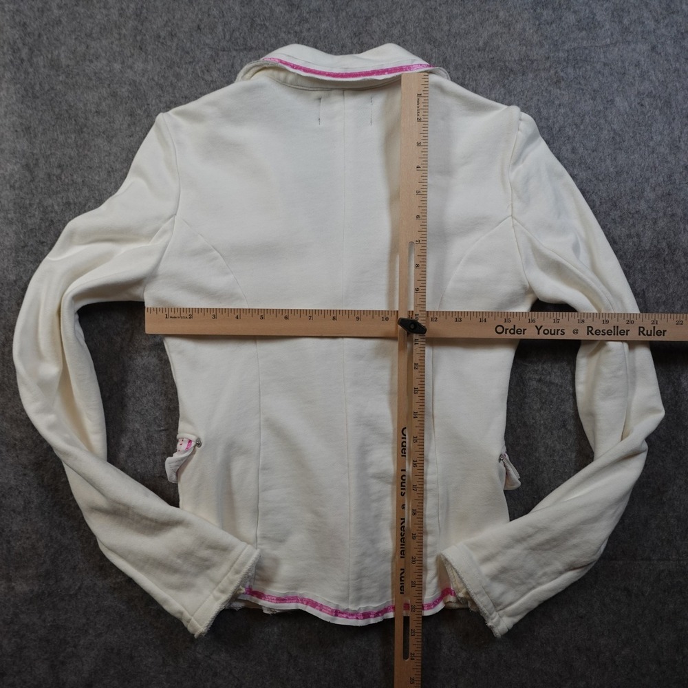 Ralph‎ Lauren Blazer Girls Medium Knit White Pink Piping Cotton - Picture 7 of 10